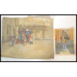 Covent Garden London - Two 20th Century paintings on paper depicting street acts in Covent Garden