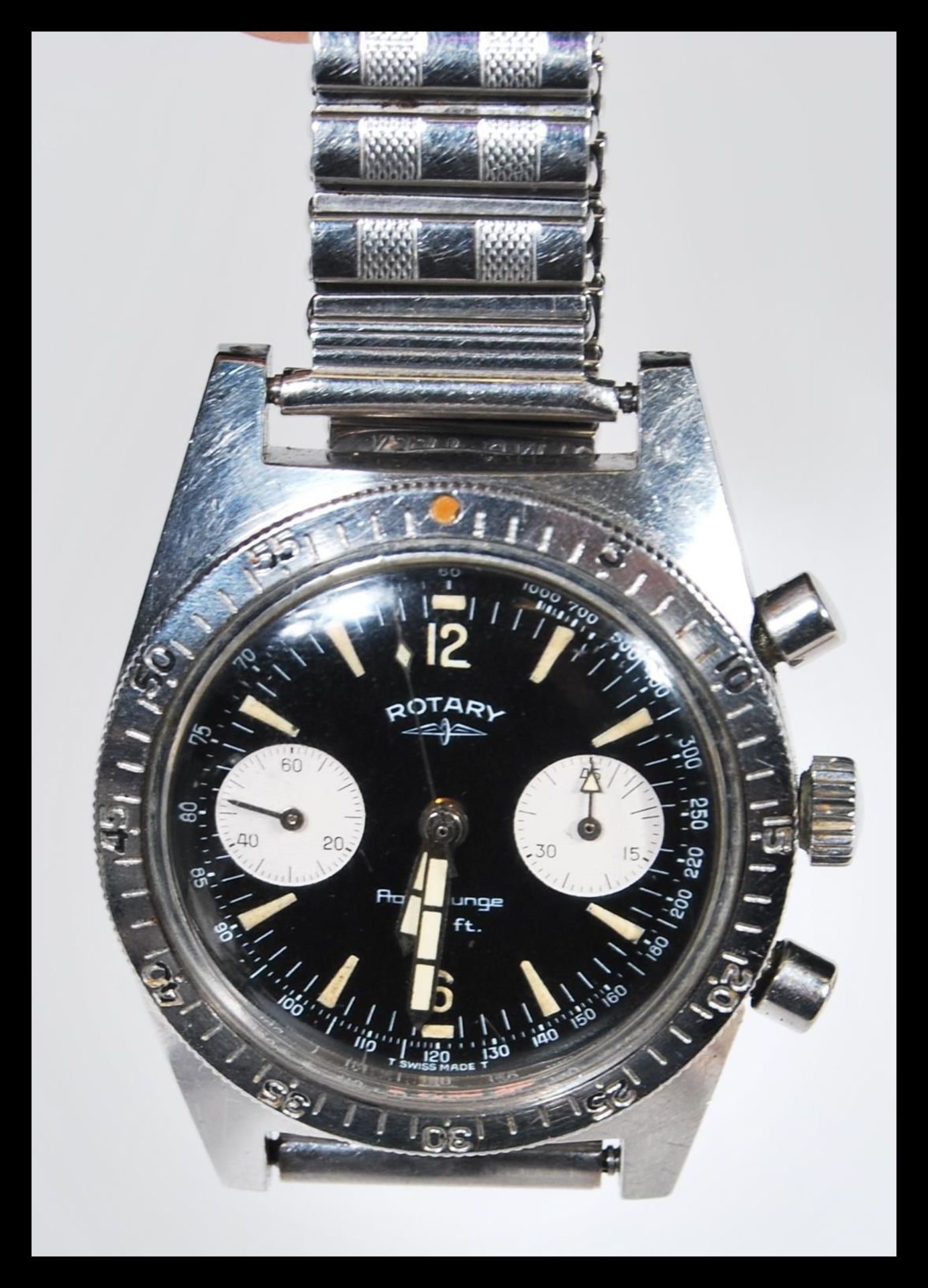 A vintage Rotary Aqua Plunge gentleman's wrist watch having a round face with a black dial, with