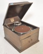 An Edwardian circa 1920's HMV model 109 oak cased table top gramophone, fitted with a No 4 sound box