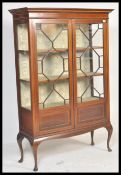 A early 20th Century fine Edwardian mahogany inlaid glazed china display cabinet - bookcase in the