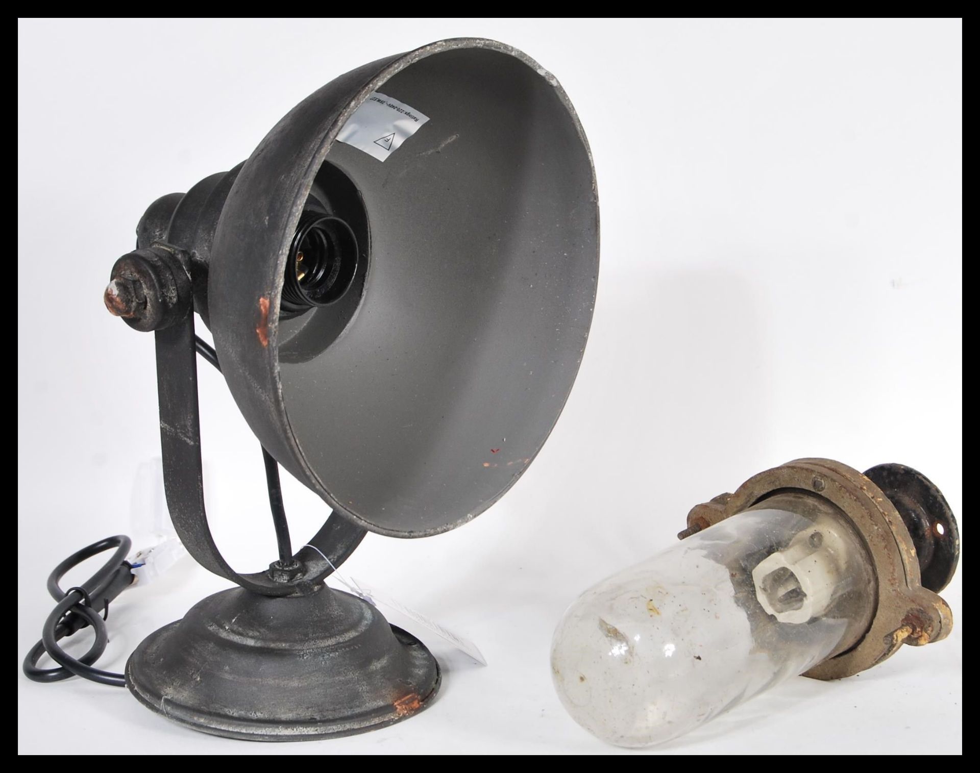 A pair of matching 20th Century Industrial style spotlights together with a vintage 20th Century