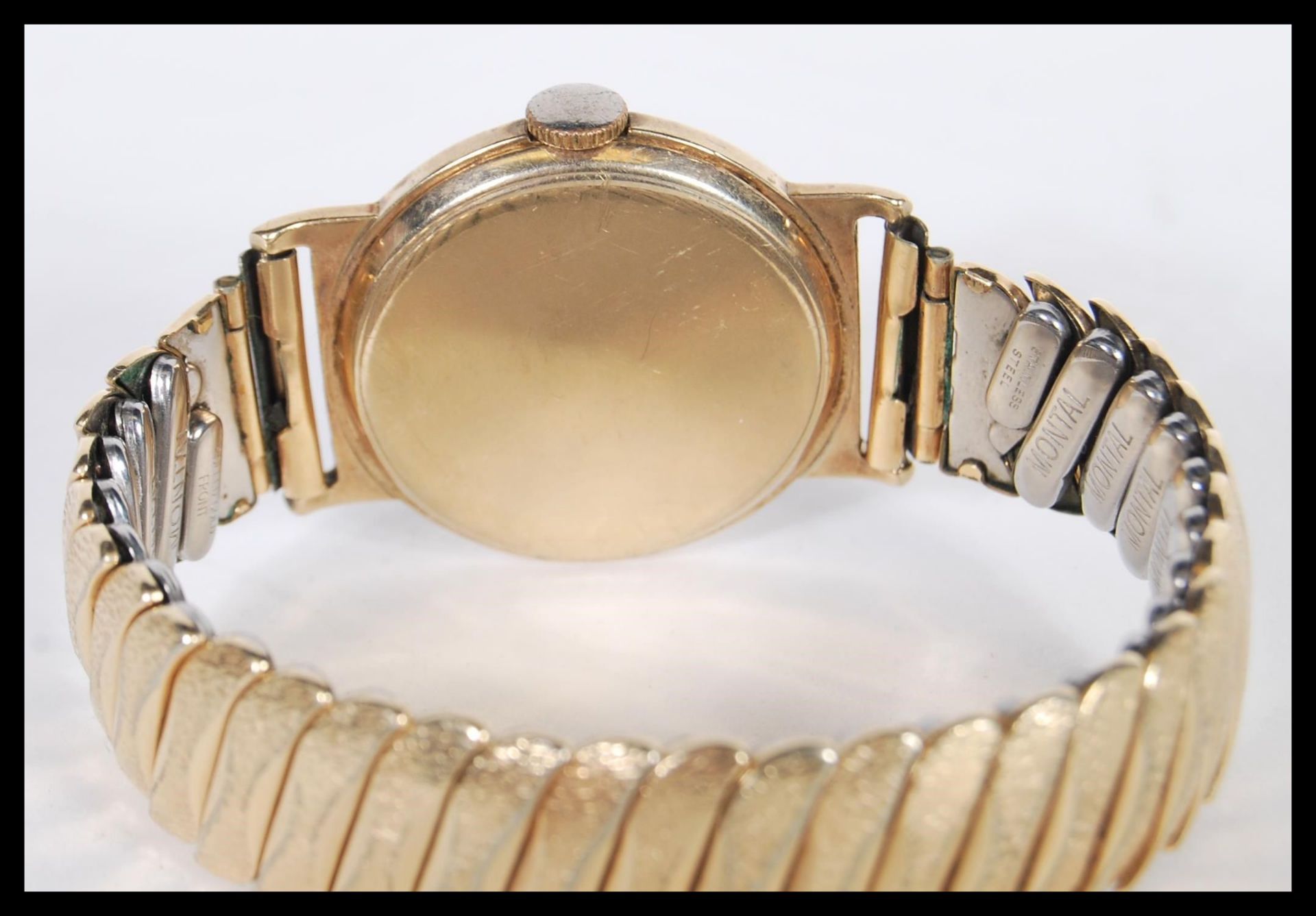 A vintage 20th Century 9ct gold longines gentleman's wrist watch having baton markers and arabic - Bild 3 aus 4