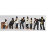A collection of vintage Jazz band figurines, to include trumpet player, saxophone, singers,
