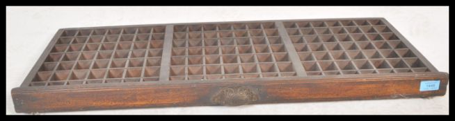 An early  20th Century Industrial factory wooden printers multi sectional drawer / letter press