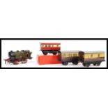 HORNBY SERIES 0 GAUGE MODEL RAILWAY LOCOMOTIVE AND COACHES