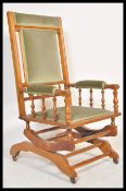 A 19th Century Victorian mahogany aesthetic movement Boston Rocker - American Rocking chair.