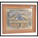 A vintage 20th Century retro pub advertising mirror for Worthington's Pale Ale set within a wooden