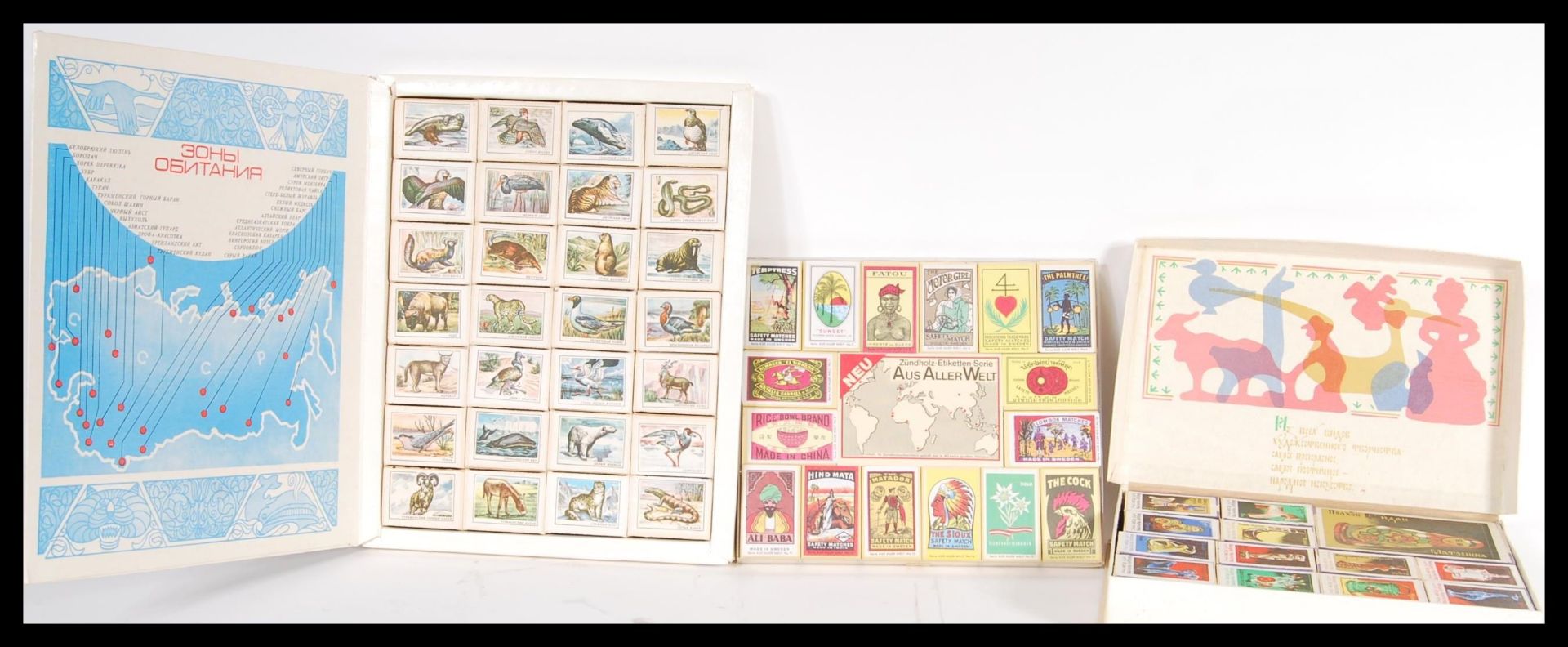 Three sets of Russian sets of matchboxes complete in boxes including CCCP set Aus Aller Welt set and