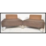 A pair of contemporary modern modular seating sofa / chairs in the manner of Orange Box furniture