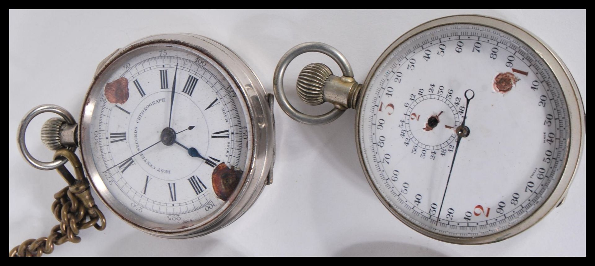 A collection of vintage pocket watches to include a stop watch with a white enamelled face and - Bild 2 aus 4