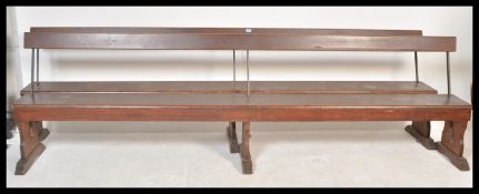 A pair of 19th Century Victorian oak Station / Industrial factory, possibly Church benches pews