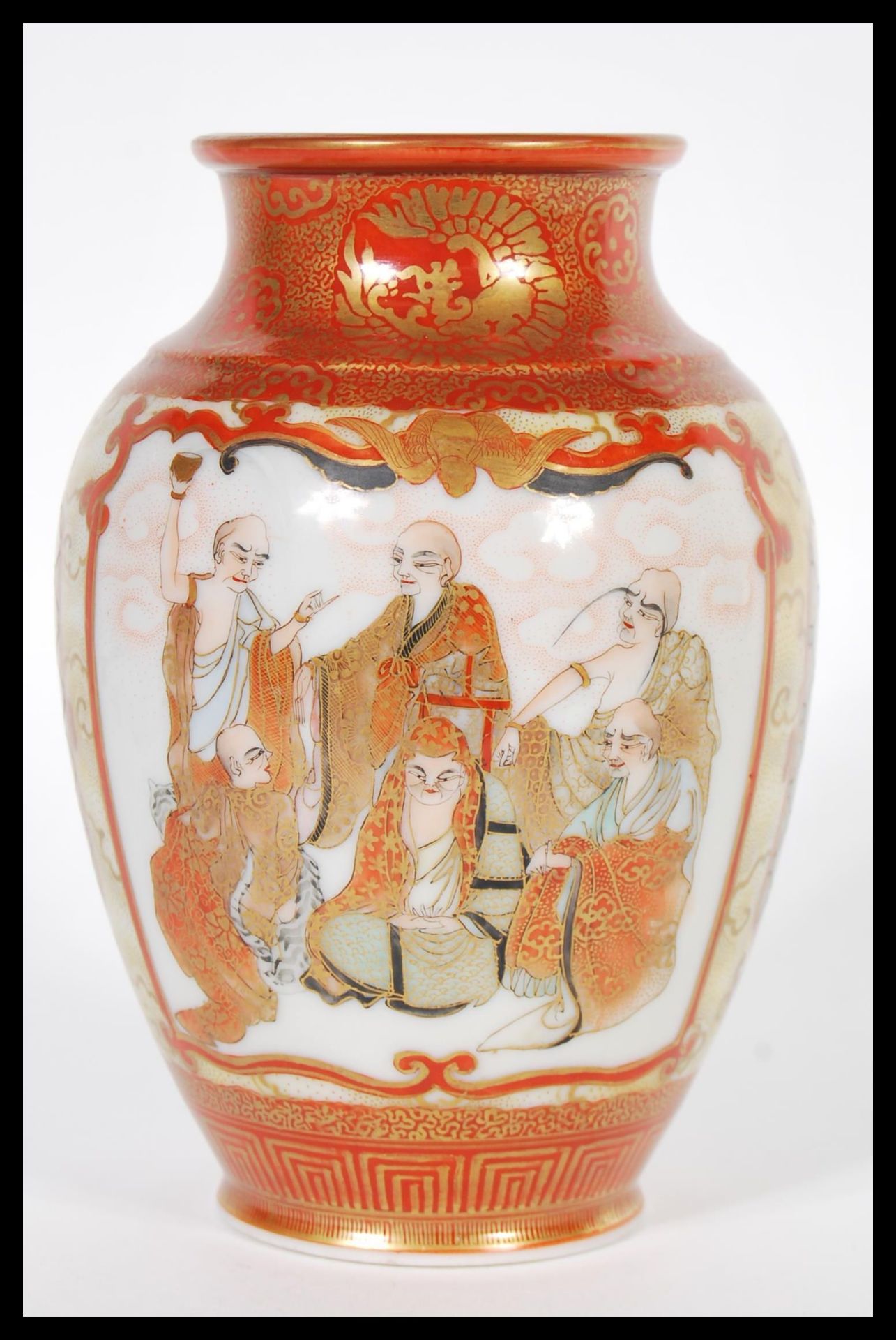 A 19th Century Japanese Kutani Meiji period Satsuma ware vase of globular form having detailed