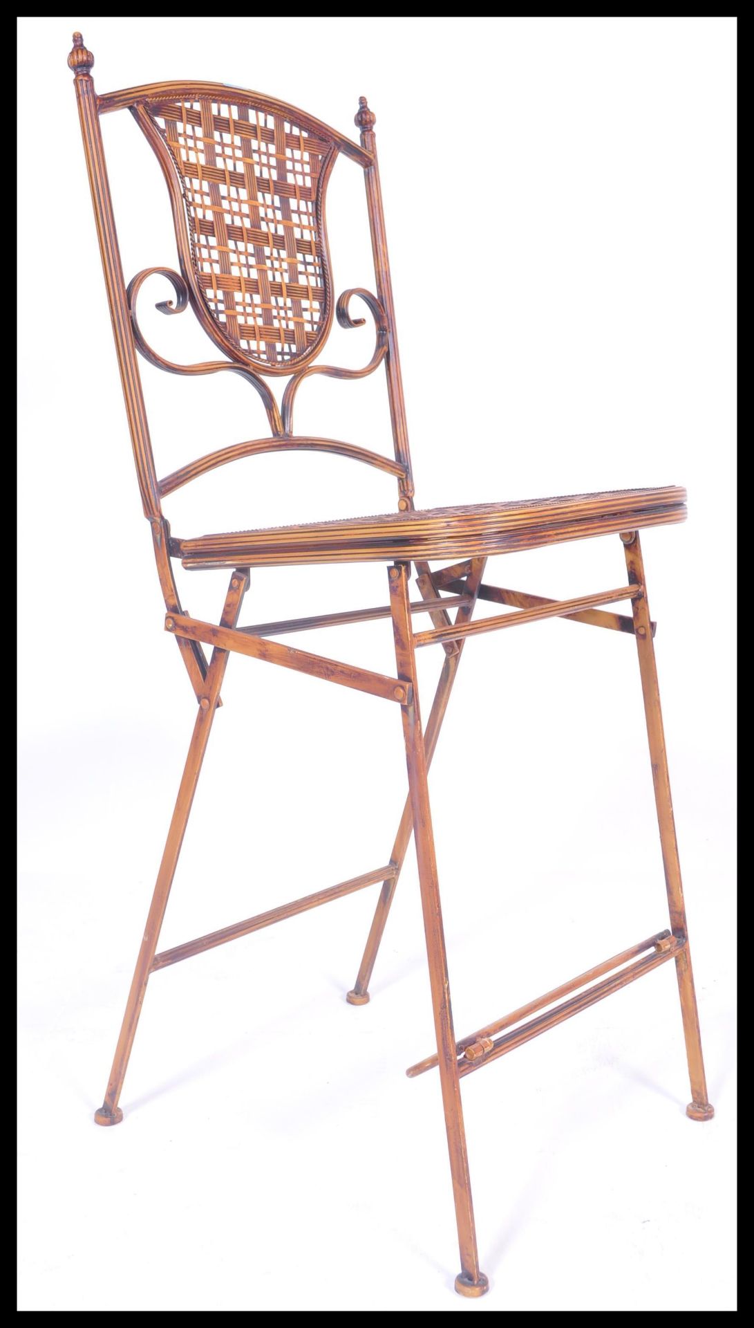 A 20th century country house style folding tennis umpires chair. The painted metal frame with