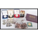 A large collection of pre-decimal coins dating from the 19th and 20th Century to include Crowns,