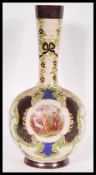 A 19th century Victorian glass hand painted onion vase. The bulbous body with fluted neck having
