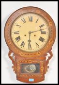 A late 19th / early 20th Century Tunbridge inlaid American style  drop dial wall clock, Roman