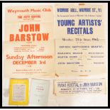 A group of 1960's Classical Music related ephemera all pertaining to pianist John Barstow to include