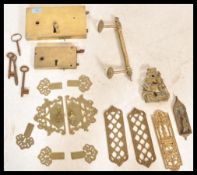 A good collection of antique 19th Century Victorian door furniture to include a two large brass