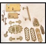 A good collection of antique 19th Century Victorian door furniture to include a two large brass