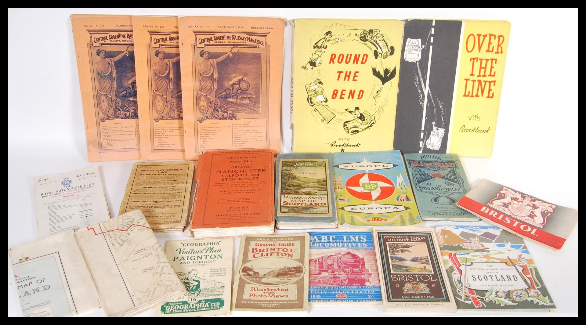 A collection of vintage 20th Century travel related maps.Many of the maps canvas backed, to