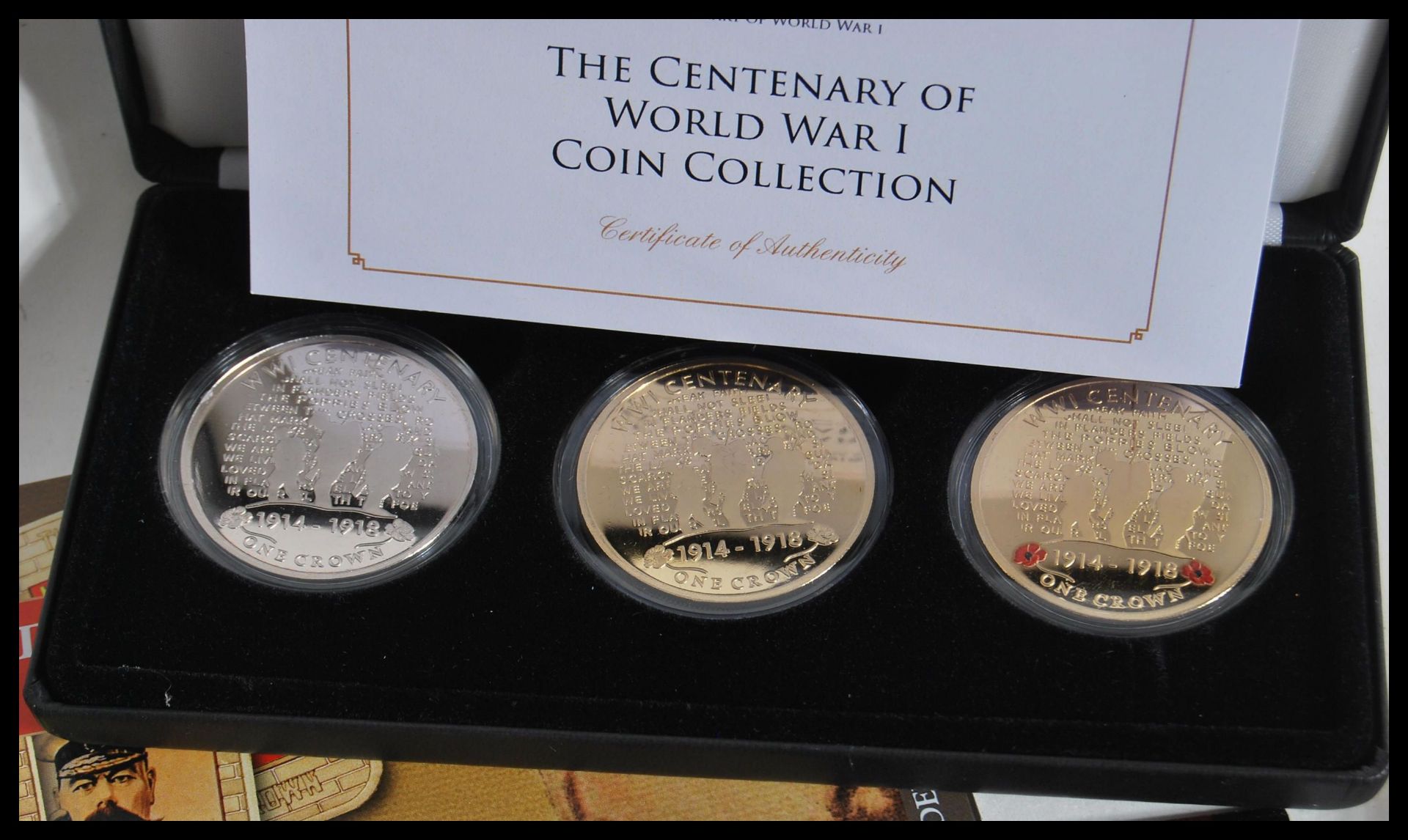 A collection of gold plated commemorative crowns to include five military related coins in coin - Bild 5 aus 6