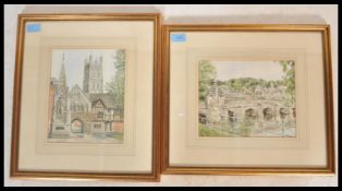 Philip & Glyn Martin Original Watercolour Paintings - Two paintings to include Bradford on Avon by