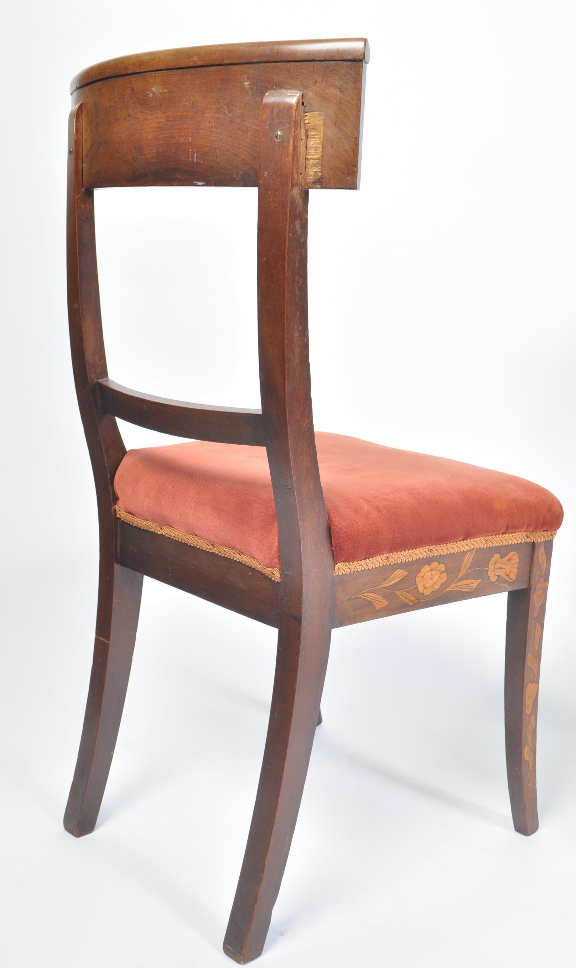 PAIR EARLY 19TH CENTURY DUTCH MARQUETRY BAR BACK DINING CHAIRS - Image 7 of 7