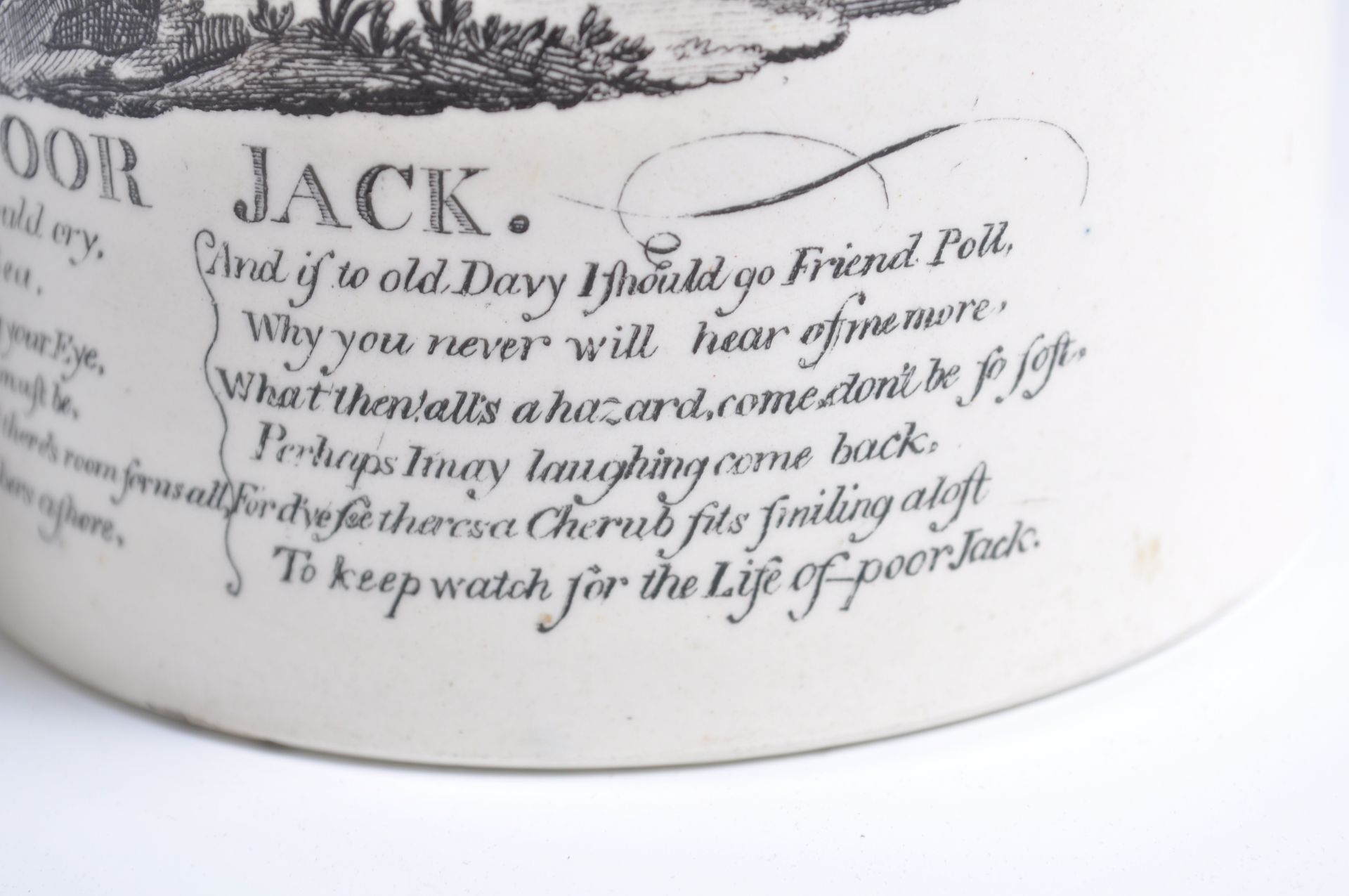 AN 18TH CENTURY CREAMWARE TANKARD DEPICTING POOR JACK. - Bild 7 aus 7