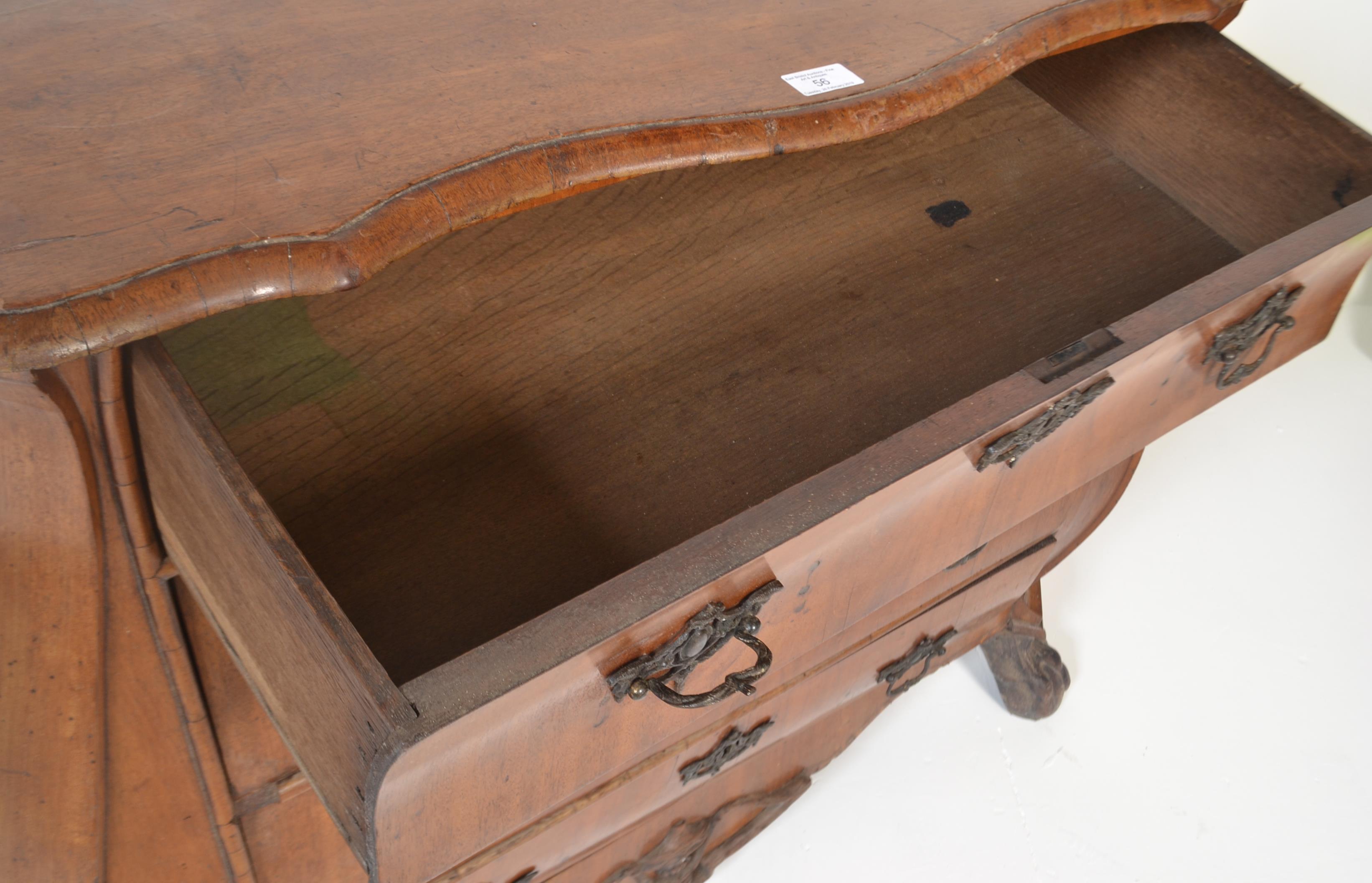 18TH / 19TH CENTURY DUTCH WALNUT BOMBE FRONT CHEST - Image 9 of 9