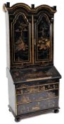 18TH / 19TH CENTURY CHINESE BLACK LACQUERED BUREAU BOOKCASE