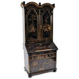 18TH / 19TH CENTURY CHINESE BLACK LACQUERED BUREAU BOOKCASE