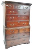 19TH CENTURY GEORGE III MAHOGANY BACHELORS CHEST ON CHEST OF DRAWERS