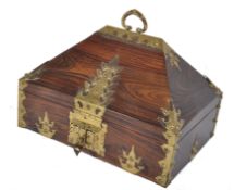 ANGLO INDIAN COLONIAL COROMANDEL WOOD & BRASS LARGE CASKET