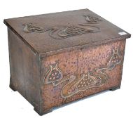 VICTORIAN ARTS CRAFTS NEWLYN INSPIRED COPPER LOG BIN