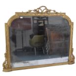 19TH CENTURY GILT WOOD AND GESSO PLASTER OVERMANTEL MIRROR