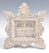 AN EARLY 20TH CENTURY MOTHER OF PEARL LAST SUPPER SHADOW BOX.