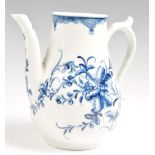 18TH CENTURY WORCESTER 1ST PERIOD BLUE AND WHITE HOT WATER JUG