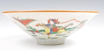 19TH CENTURY CHINESE CRACKLE GLAZE BOWL OF CONICAL FORM.