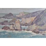 STANLEY ROYLE (1888-1961) OIL ON BOARD 1920'S CORNISH COASTAL SCENE