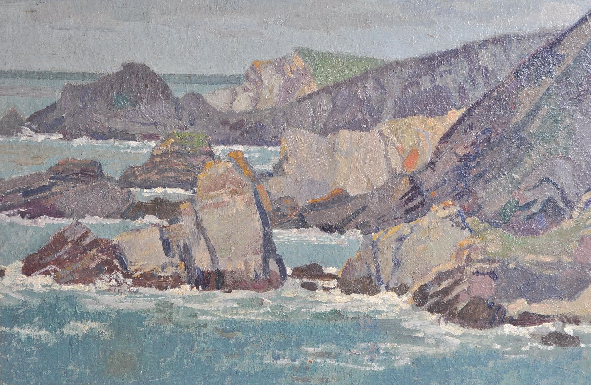 STANLEY ROYLE (1888-1961) OIL ON BOARD 1920'S CORNISH COASTAL SCENE