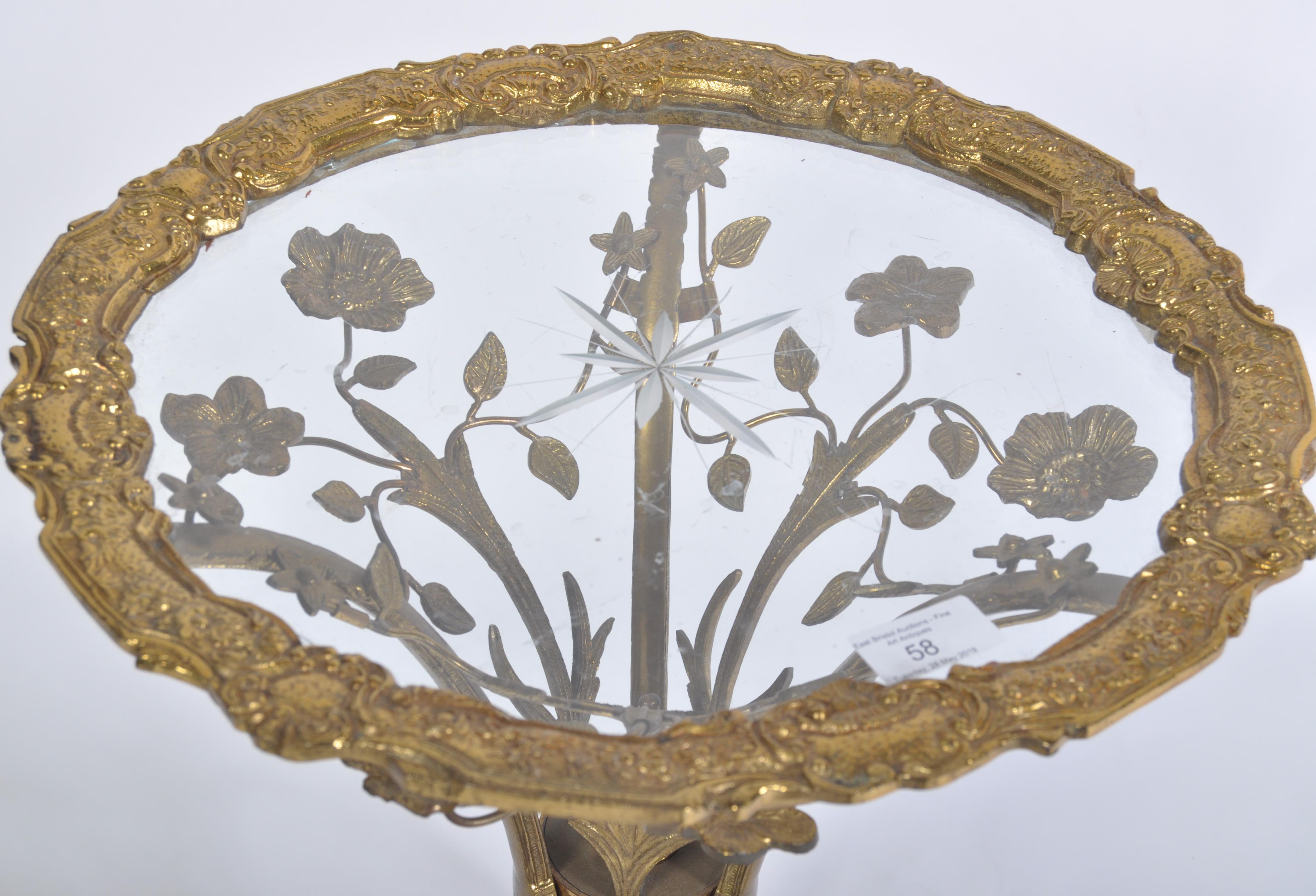 20TH CENTURY ART GILT METAL AND GLASS TRIPOD WINE TABLE STAND - Image 3 of 8