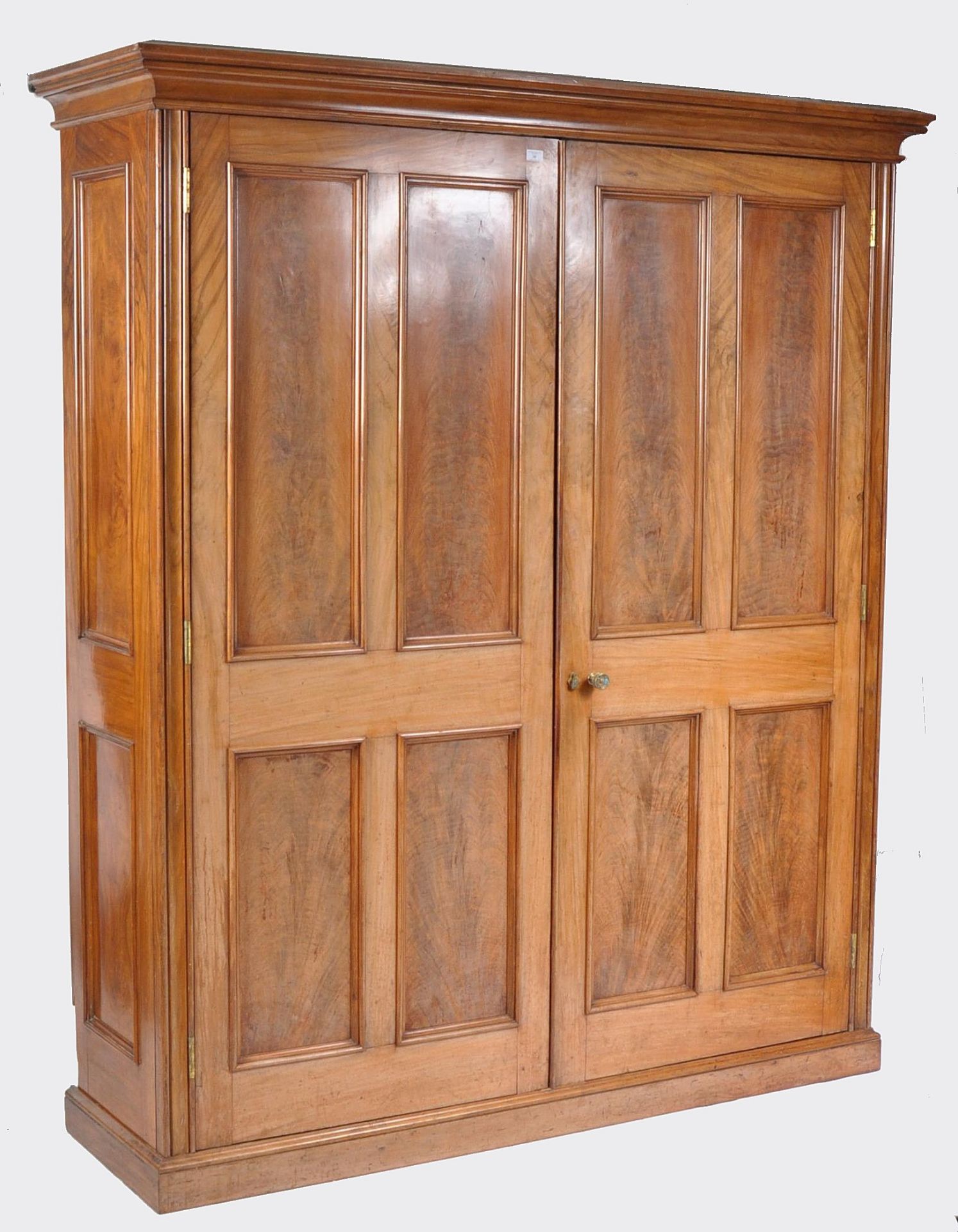 19TH CENTURY HIGH VICTORIAN SOLID WALNUT DOUBLE WARDROBE.