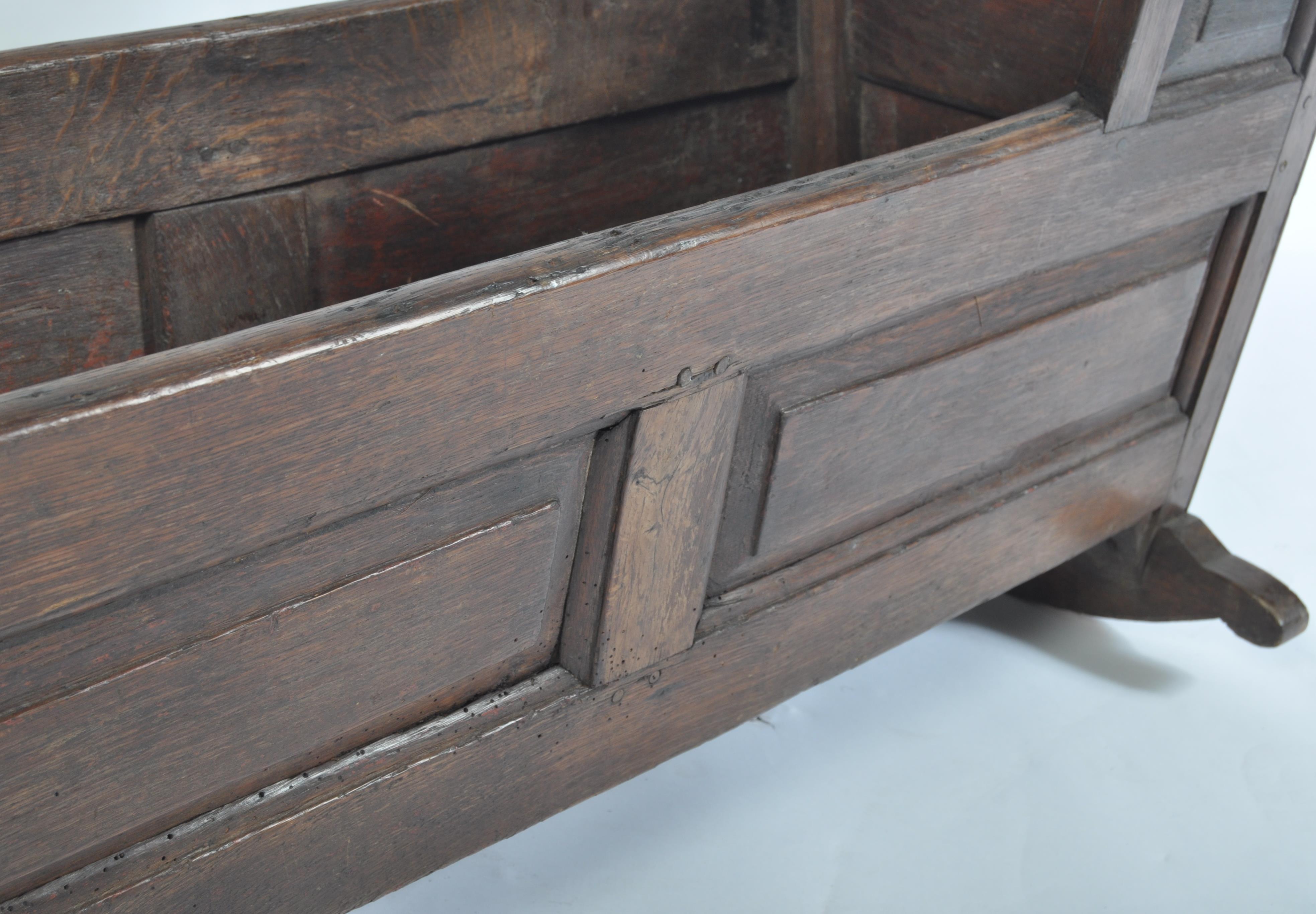 18TH CENTURY CARVED COUNTRY OAK CHILD CRIB - ROCKING BED - Image 3 of 5