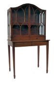 GEORGE III 19TH CENTURY MAHOGANY INLAID DISPLAY CABINET ON STAND