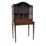 GEORGE III 19TH CENTURY MAHOGANY INLAID DISPLAY CABINET ON STAND