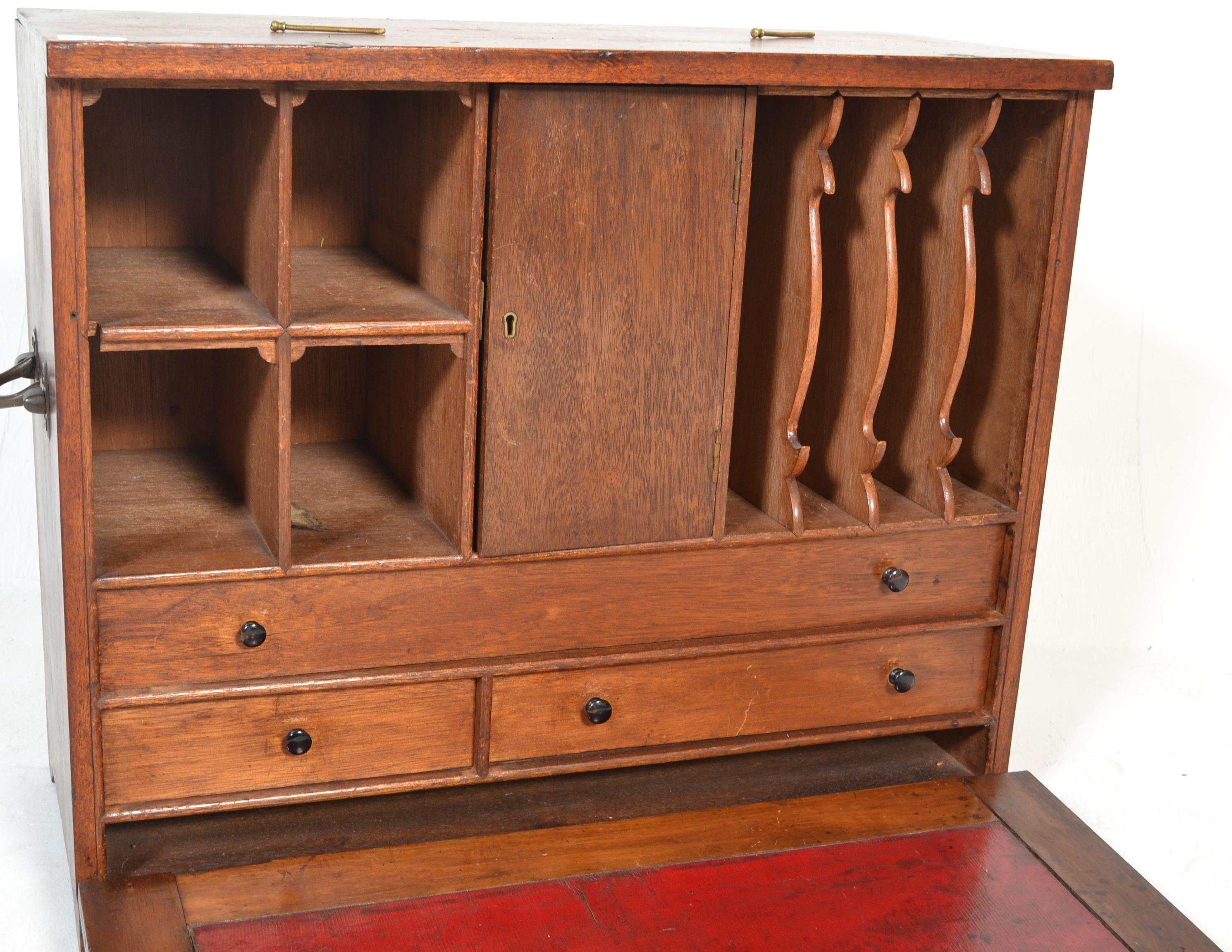 A 19TH CENTURY VICTORIAN CAMPAIGN MAHOGANY TABLE WRITING CABINET - Image 7 of 9