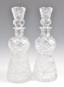 PAIR OF 19TH CENTURY SCOTTISH CUT GLASS THISTLE DECANTERS.