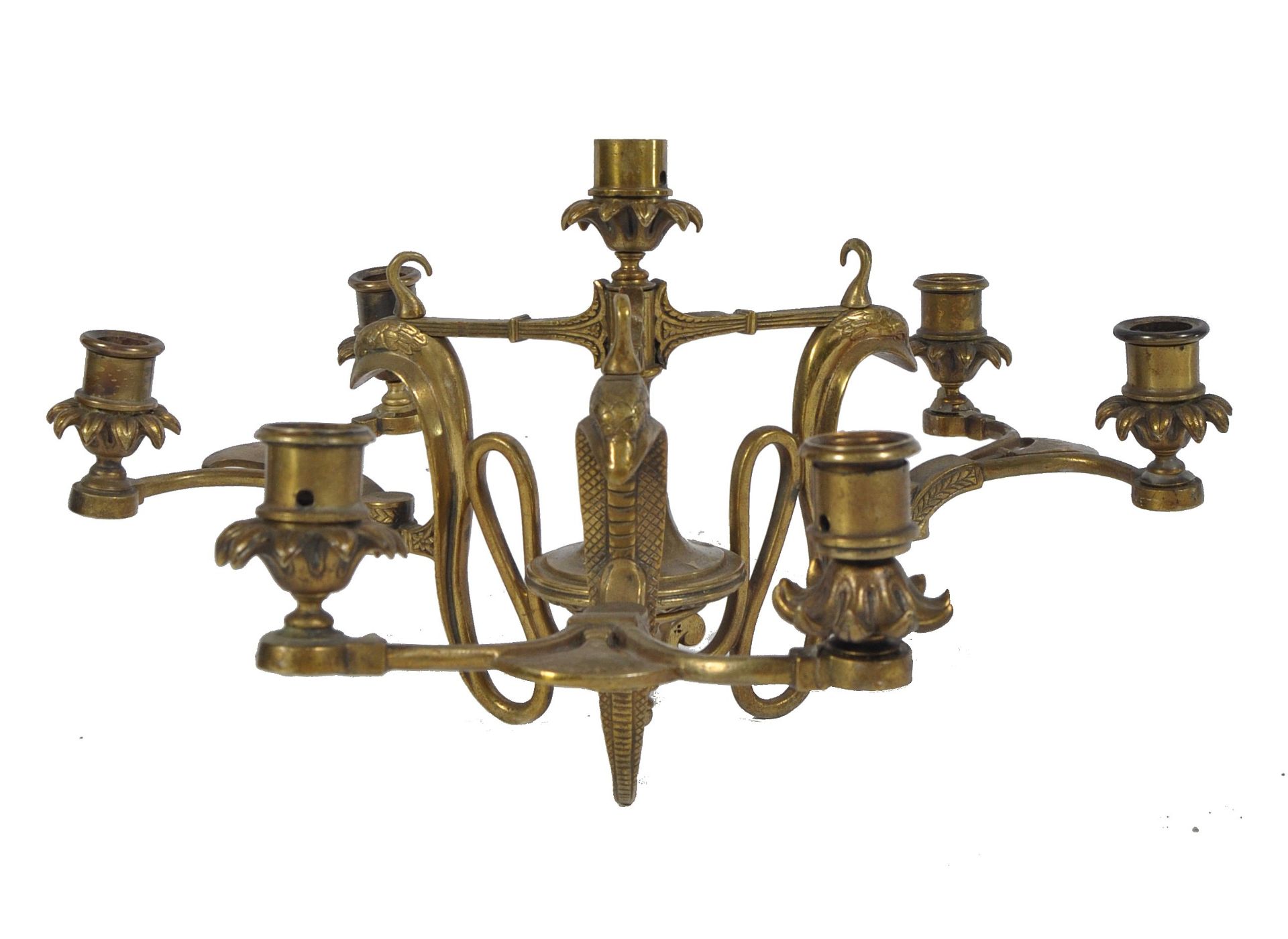 19TH CENTURY VICTORIAN BRASS SNAKE CHANDELIER CEILING LIGHT