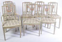 8 19TH CENTURY REGENCY PAINTED SHERATON DINING CHAIRS