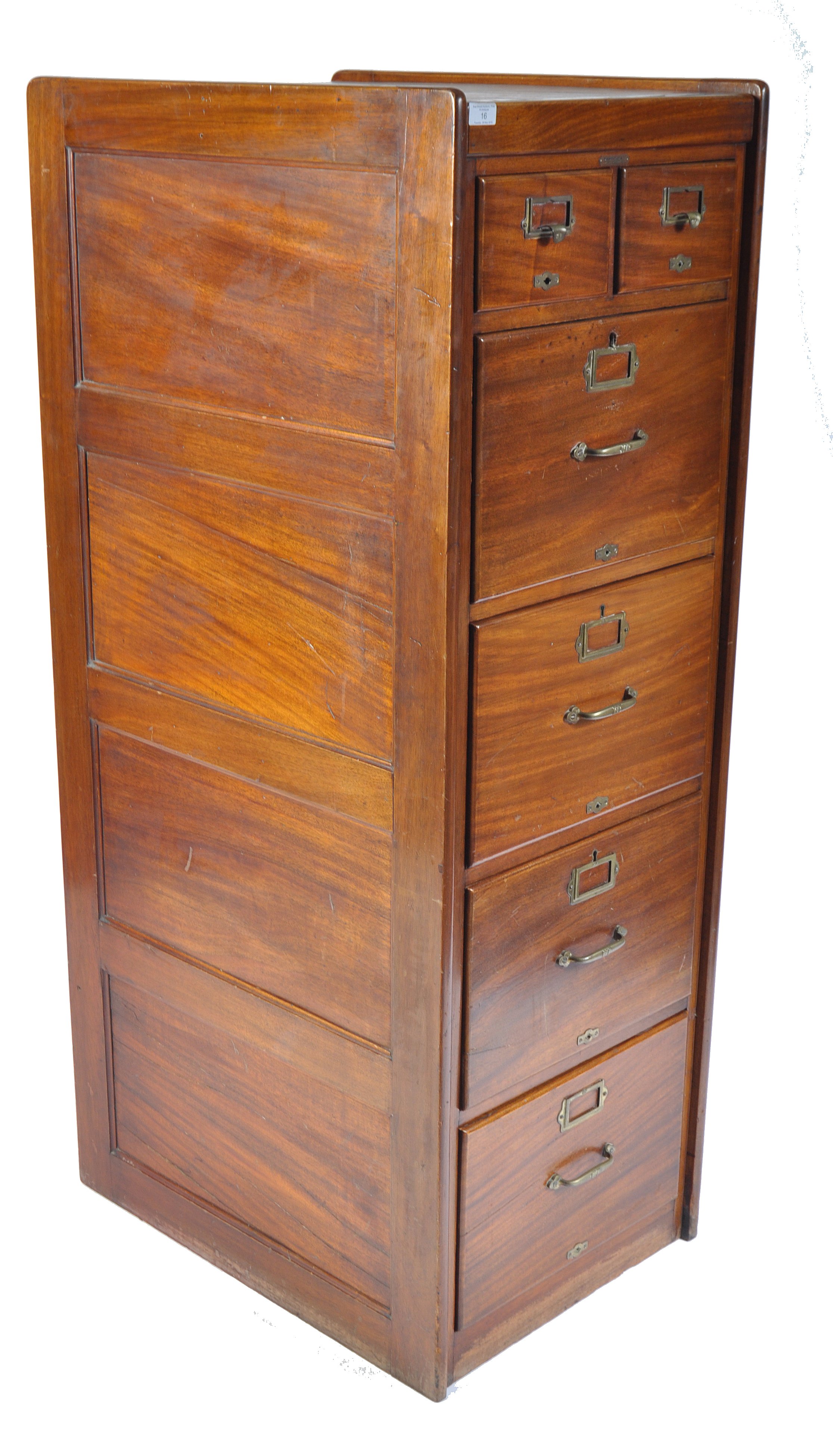 19TH CENTURY ENGLISH OFFICE MAHOGANY FILING PEDESTAL CABINET